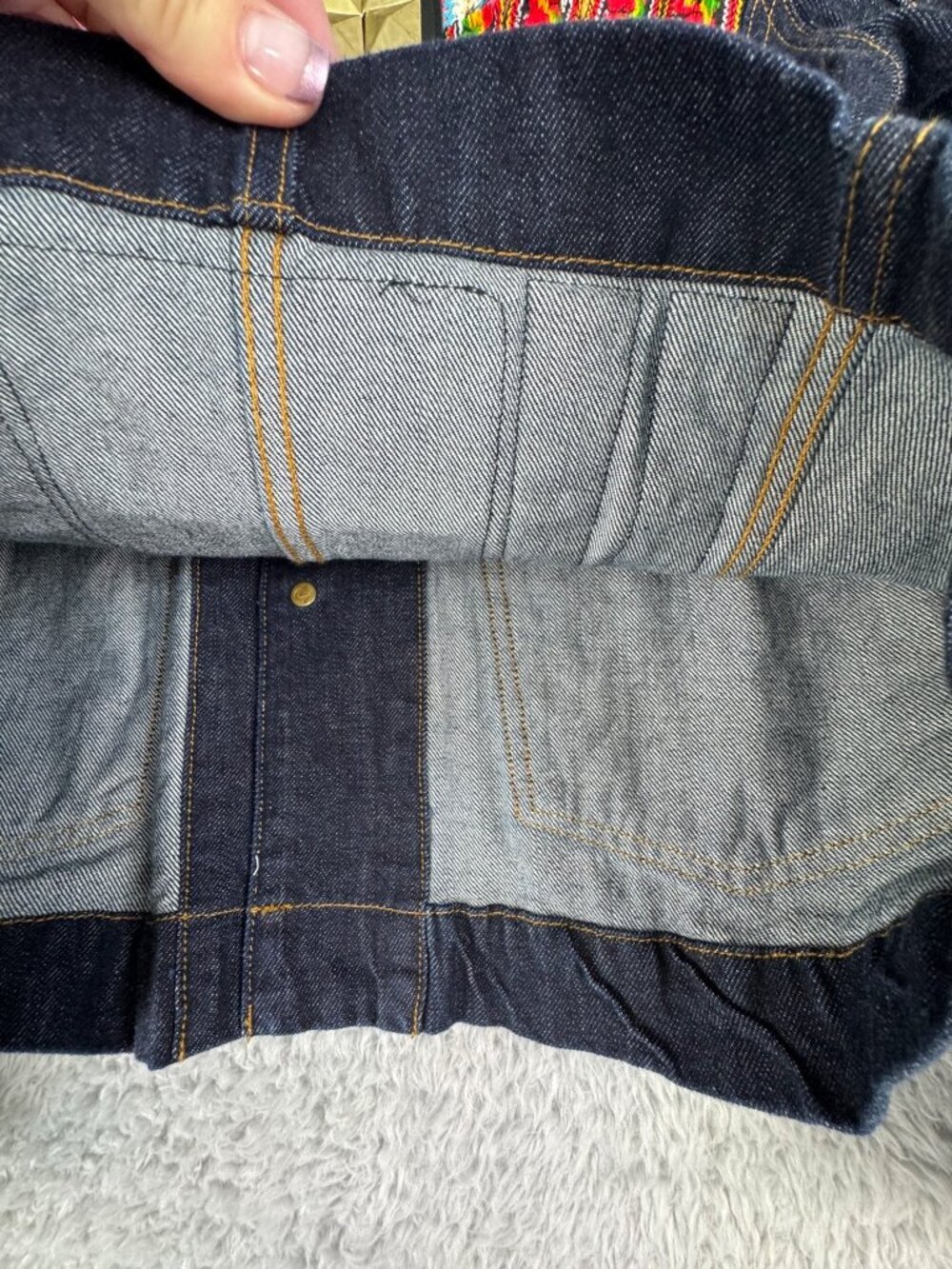 True Religion Camden Blue Collar Denim Jacket Womens M Embellished Design Retro - Picture 16 of 16